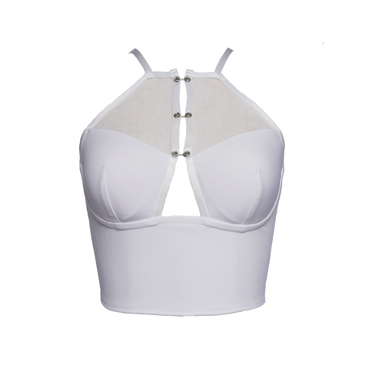 ICON HALTER NECK BRALETTE (SHEER) -white-