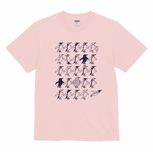 ペンギンパターン　Tシャツ(ベビーピンク)