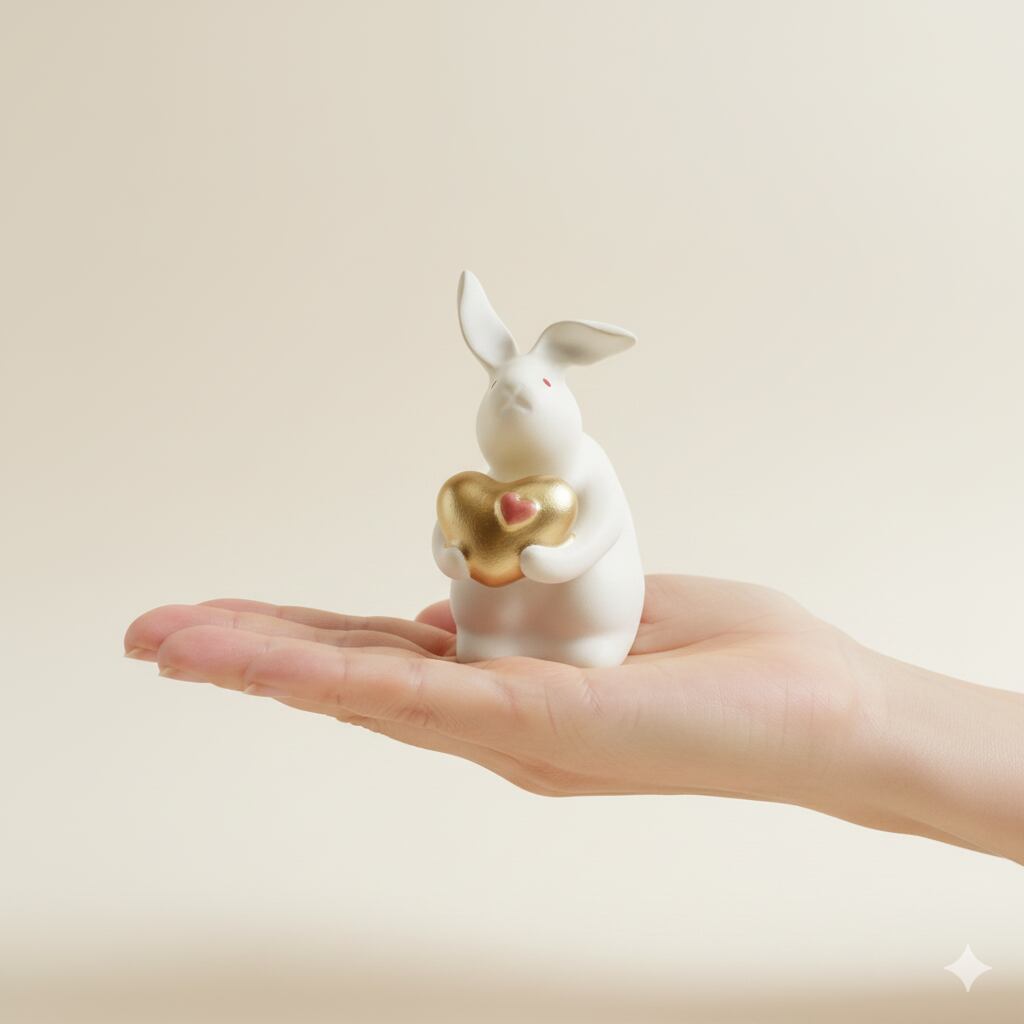 うさぎ(高さ7.5cm)ハート 梅色 | TSUNE;田中恒子の器 オンラインストア