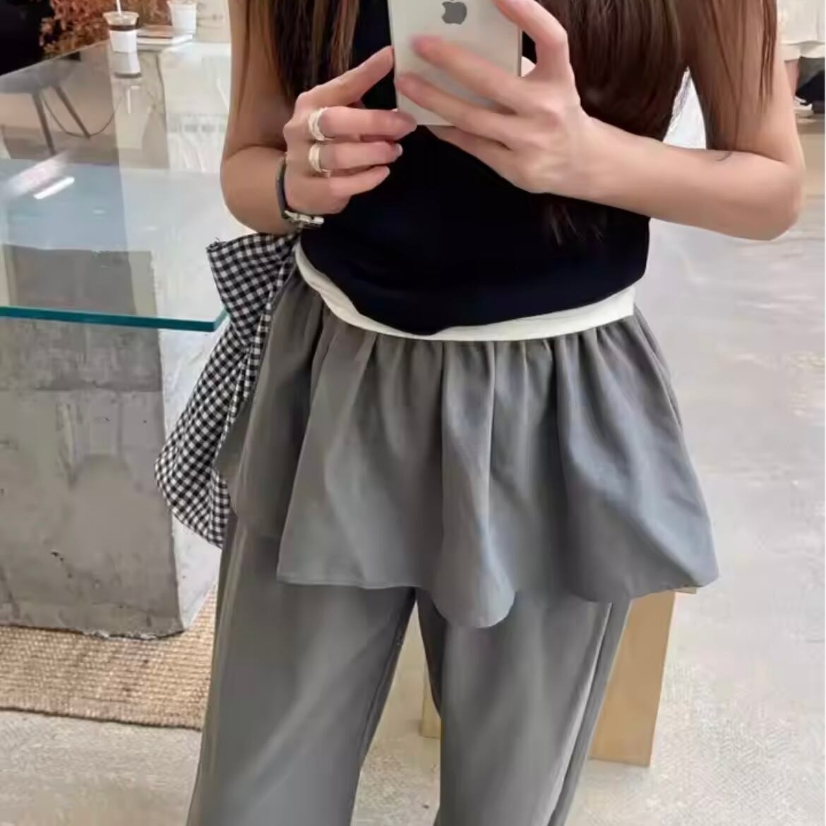 layered casual wide pants