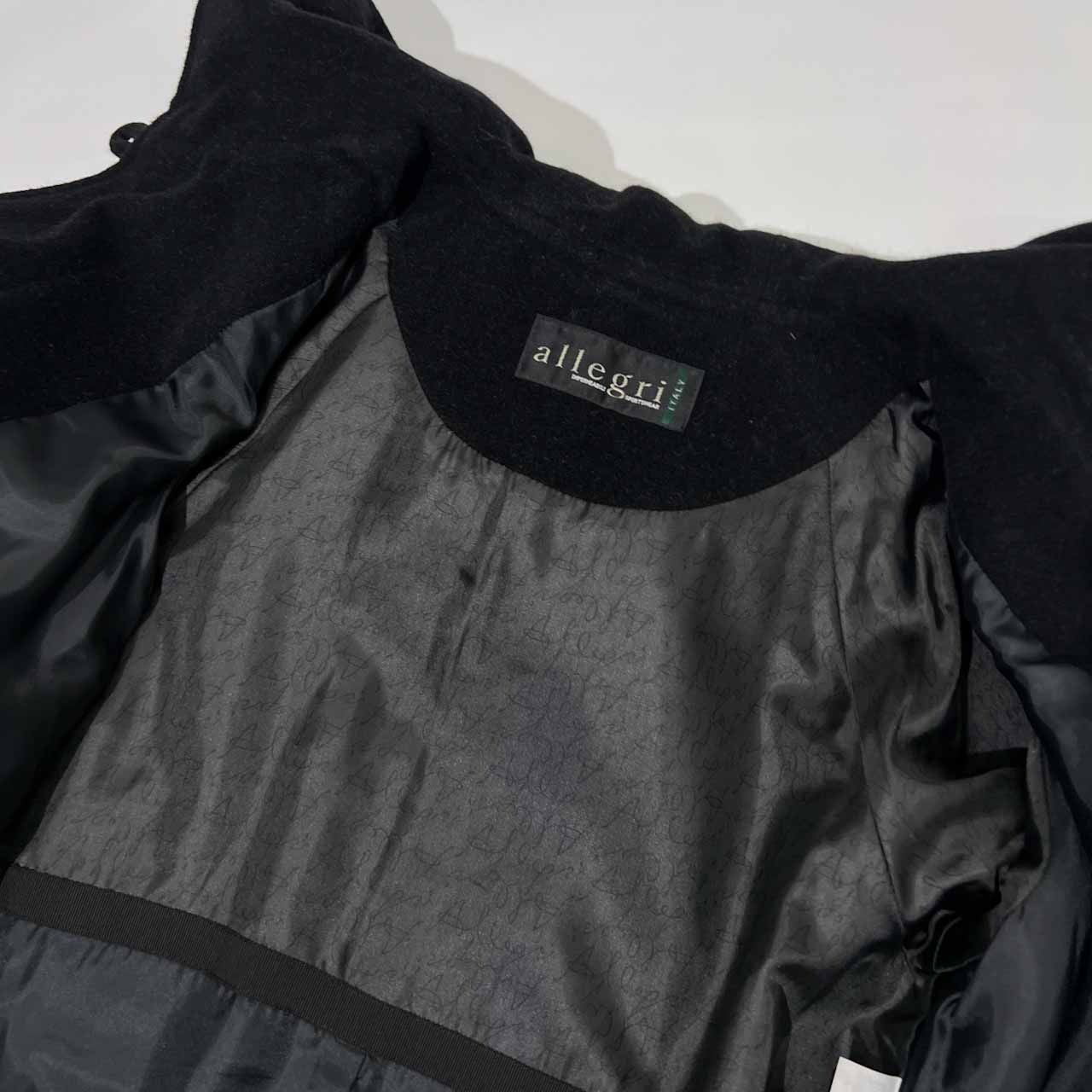 allegri アレグリ イタリア製 アンゴラ混 フードコート 着丈114cm/9AR/ブラック/比翼