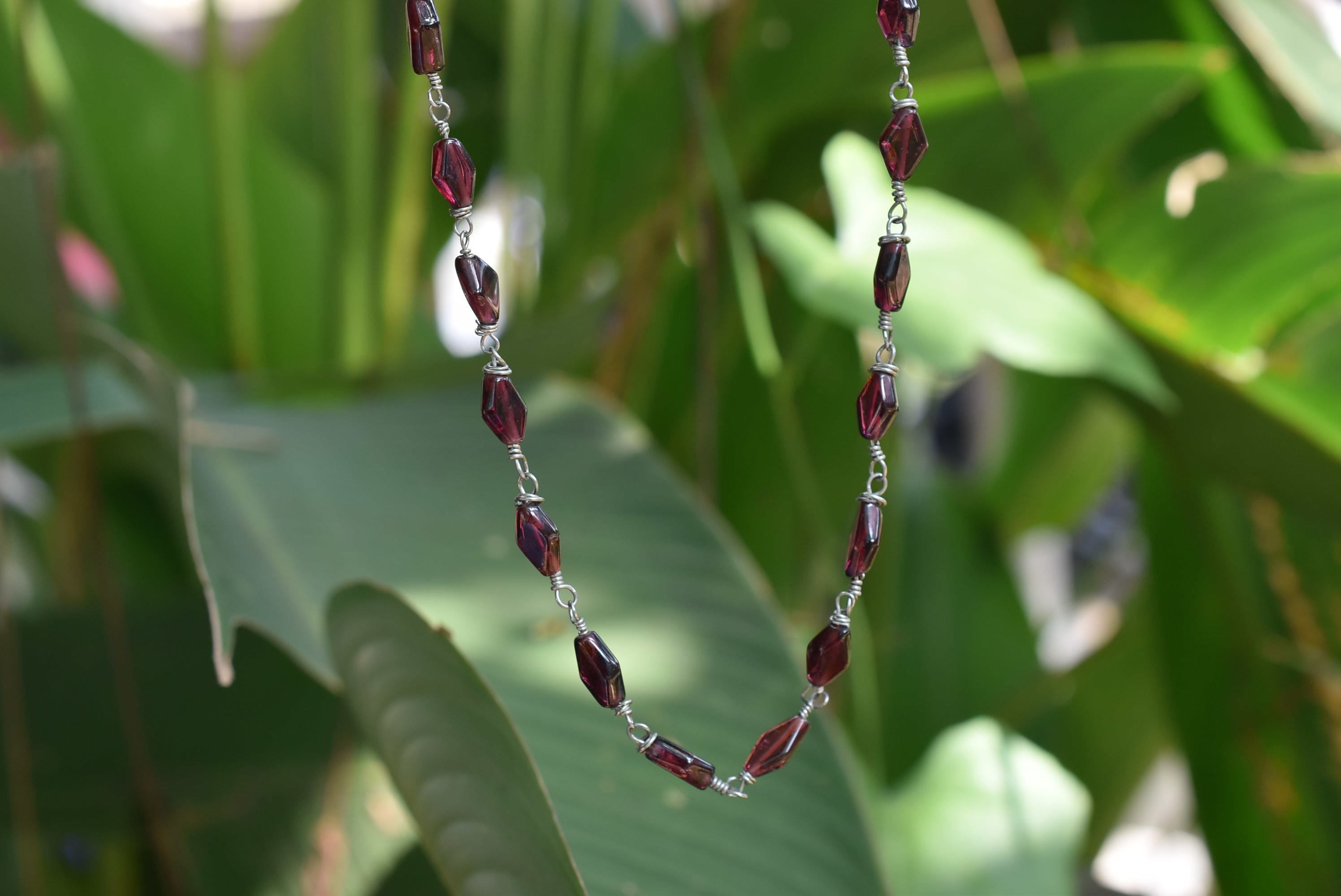 ガーネット★ワイヤービーズネックレスbn012