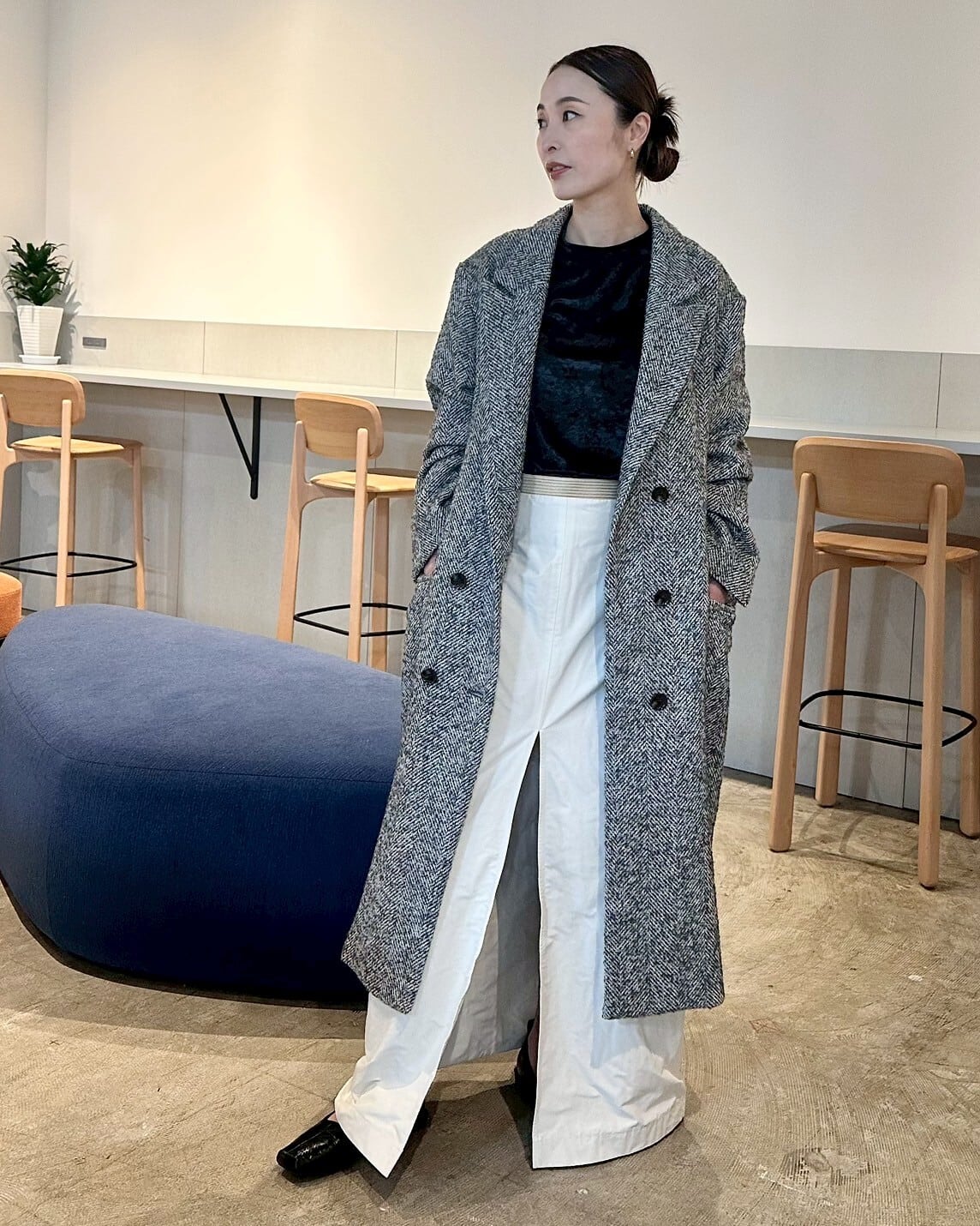 ピークドラペルウールコート Peaked lapel wool coat | ANNIK