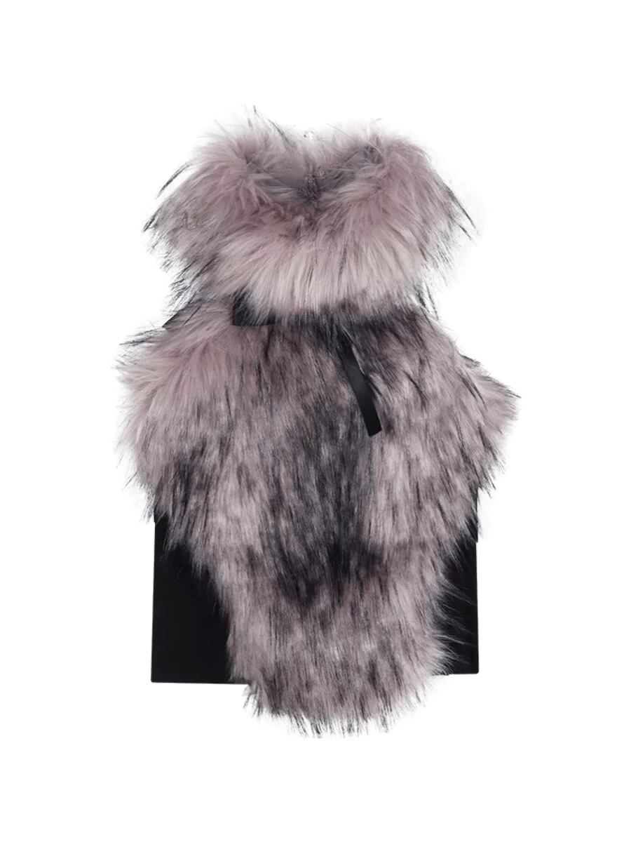 リボンbrownファーホルターネックトップス | selectshop elmyu