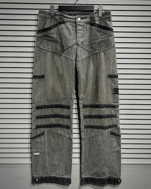 【X VINTAGE】Multiple Line Switching Design Denim Pants
