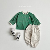 韓国子供服 / VIVID-I / 26Autumn / シグネチャー ストライプ ベアー Tシャツ / キッズ服 / ジュニア服 / 秋服 *XS~JM*