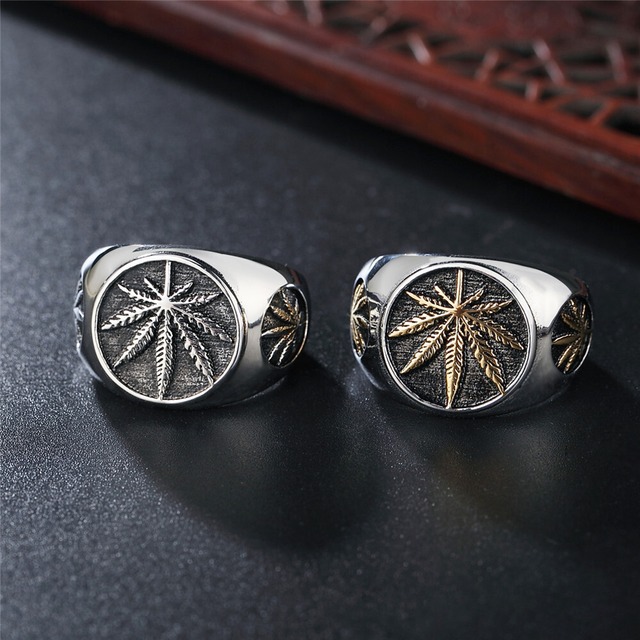 316l Cannabis Plant Ring【silver or gold】