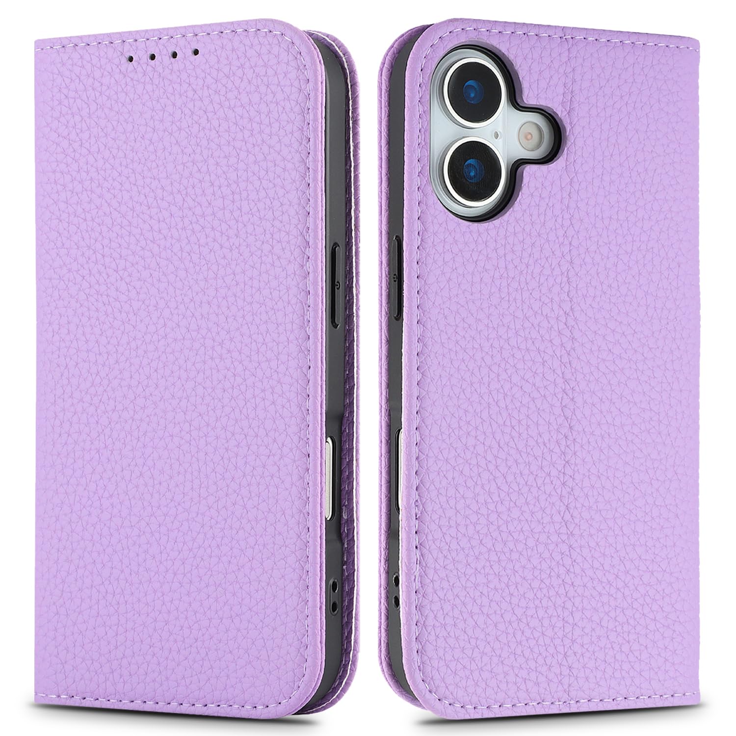 iPhone 16 用 ケース 手帳型 対応 いPhone16 アイホン16 アイフォン16 iPhone16 手帳 レザー カバー アイホン アイフォン 携帯カバー CASE 適用 iCoverCase マグネット カードケース 茘枝紋 滑り止め スマホケース 浅い紫