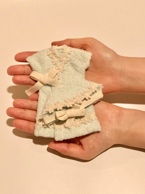 天使赤ちゃんの服SSサイズ（体重20ー150g） ブルー・花ライン