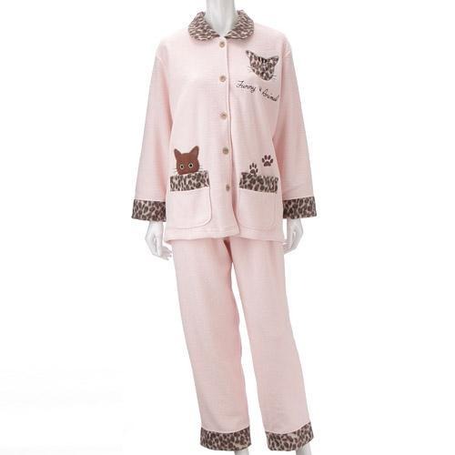 【お取り寄せ】ねこパジャマ シャツタイプ 　ピンク
