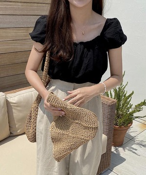 《即納商品》odds blouse (ivory / black)