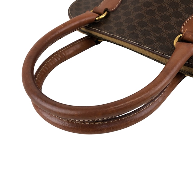 CELINE セリーヌ マカダム ショルダーバッグ ブラウン ブラゾン型押し PVC 2WAY vintage ヴィンテージ オールド rpmpji