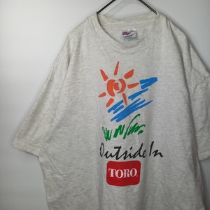 ヘインズ　ビーフィーTシャツ　半袖　両面プリント　オーバーサイズ　グレー　XL
