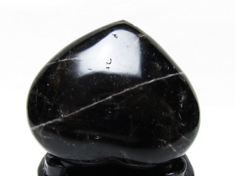 モリオン 置物 黒水晶 ハート 台座付属 一点物 155-1088 | 天然石
