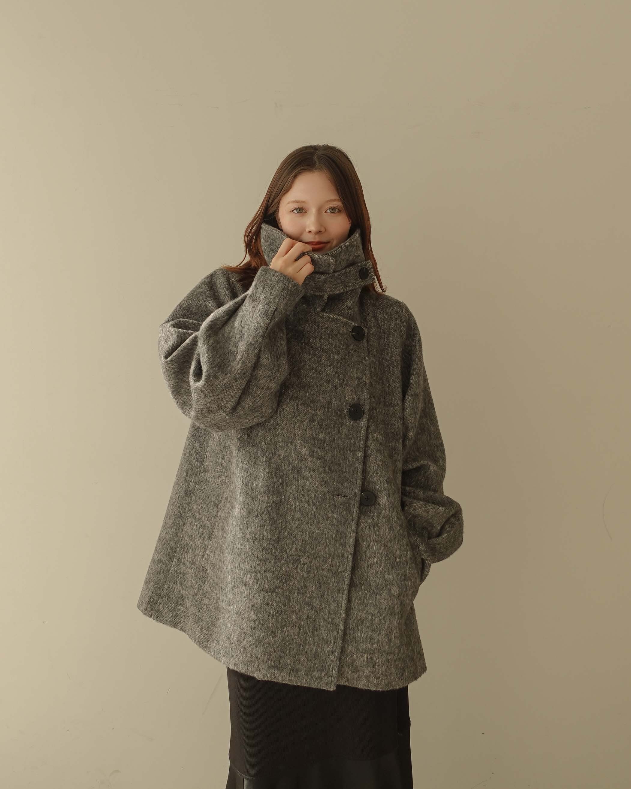 AM470901 shaggy stand collar middle coat【re stock】【一部  