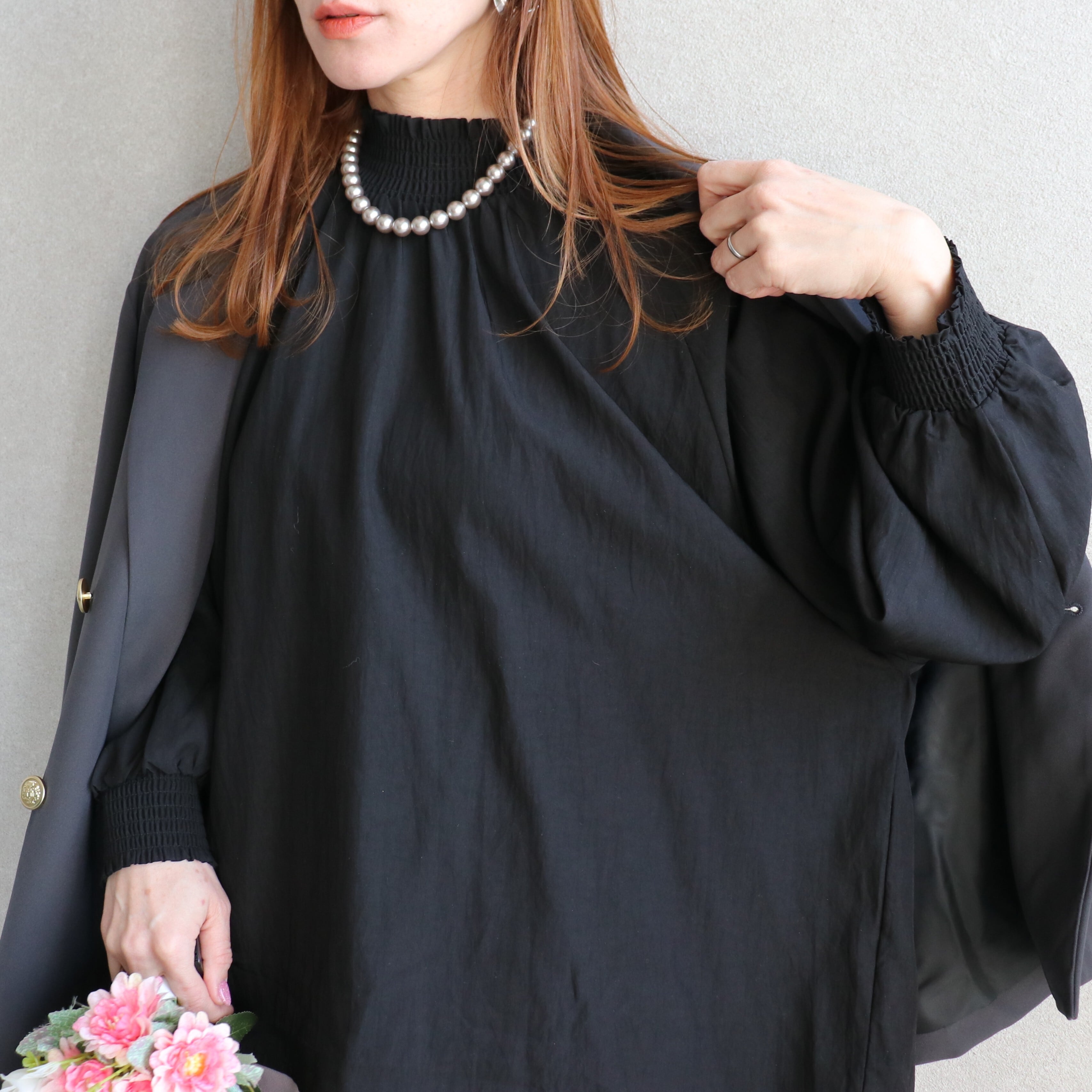 シャーリングギャザードルマンシャツ【on4617044-z】メール便送料無料