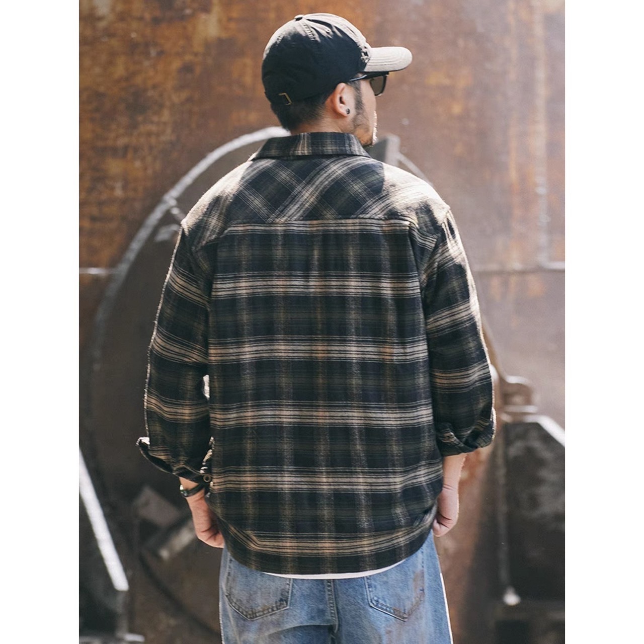 Checked pattern long sleeve shirt 0511 - 5