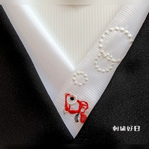 刺繍半衿　泡ぷく金魚 出目金ちゃん　絽
