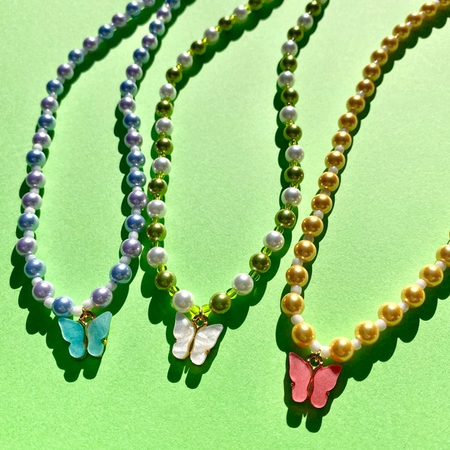 Butterfly Pearl ネックレス / Pink
