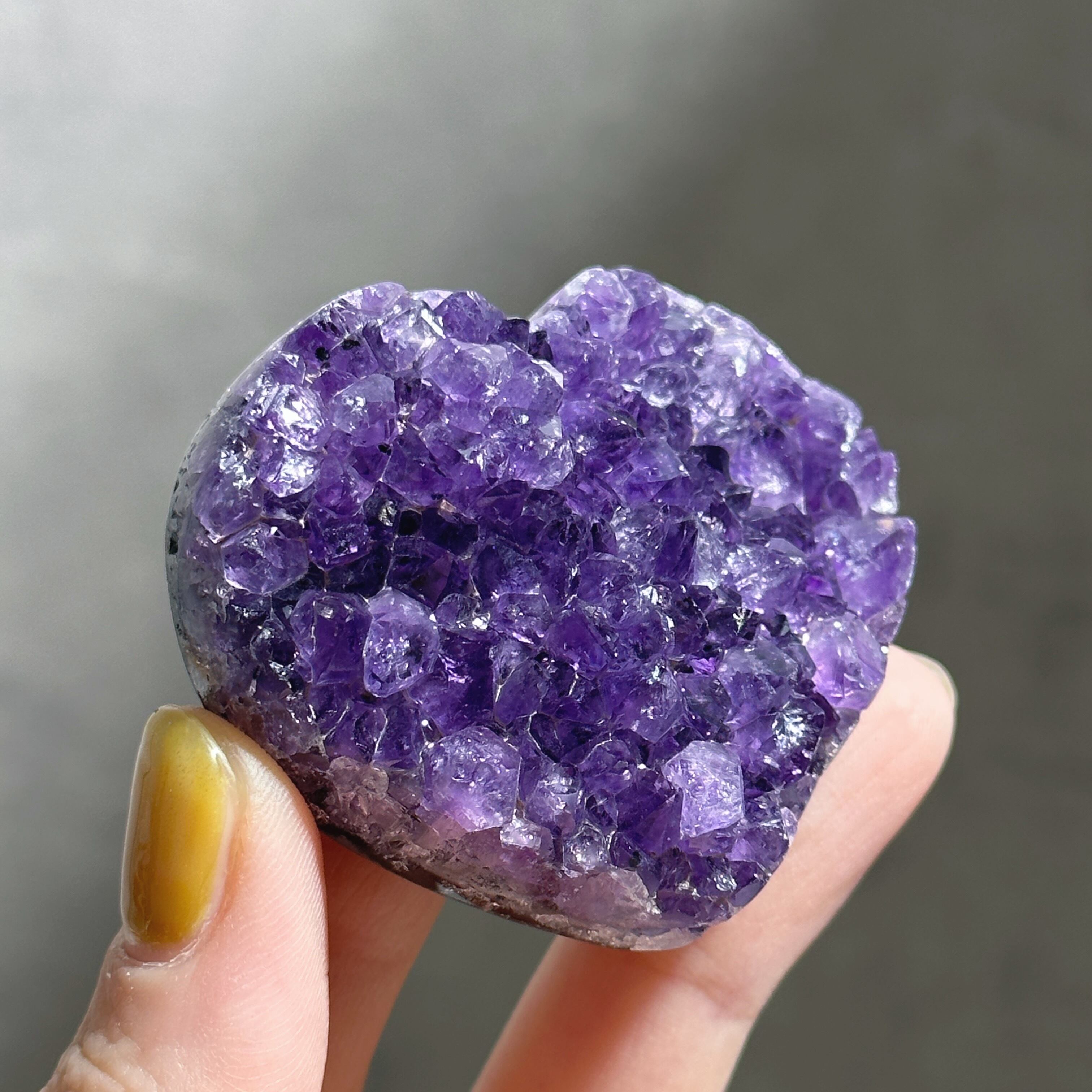 天然石アメジストのハート　置物　台座付きNO.050410 台座付き♡アメジスト ハート型22◇Amethyst◇天然石・鉱石