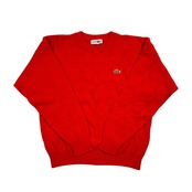 70s 80s CHEMISE LACOSTE シュミーズラコステ 文字ワニ デザイン ニット セーター 3/レッド メンズ ビンテージ