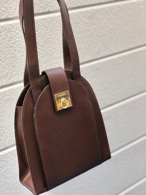 CELINE セリーヌ　ガンチーニ　エンボスレザー　トートバッグ　ブラウン　vintage　ヴィンテージ　オールドセリーヌ　xwf2dw