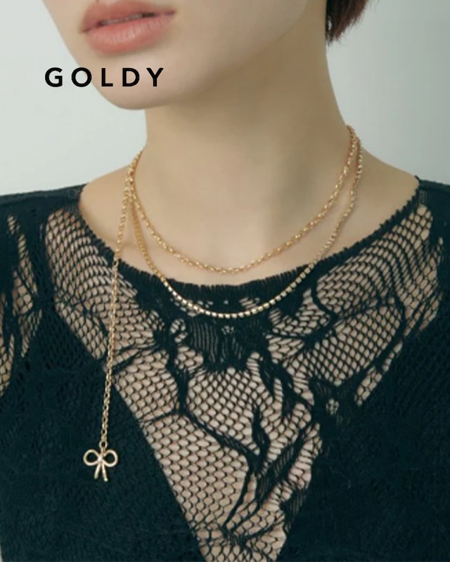 GOLDY/ゴールディ/ビジュー レーン リボン マルチWAY ネックレス/アクセサリー/3240405【追跡可能メール便180円】