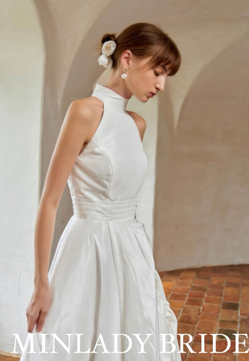 スリット 2way タフタ アメリカンスリーブ ウェディングドレス
