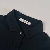LACOSTE ラコステ ラインストーン 鹿の子 長袖 ポロシャツ 34/ブラック レディース