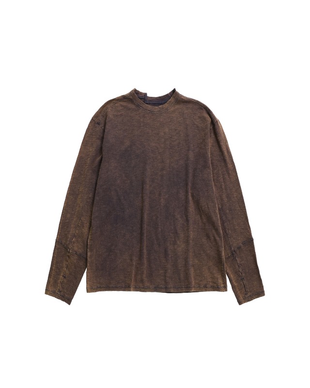 [999HUMANITY] ASYMMETRIC BLEACHED LONG SLEEVE TEE (BLEACHED NAVY) 正規品  韓国 ブランド 韓国ファッション 韓国代行 999 ヒューマニティ HUMANITY 日本 店舗