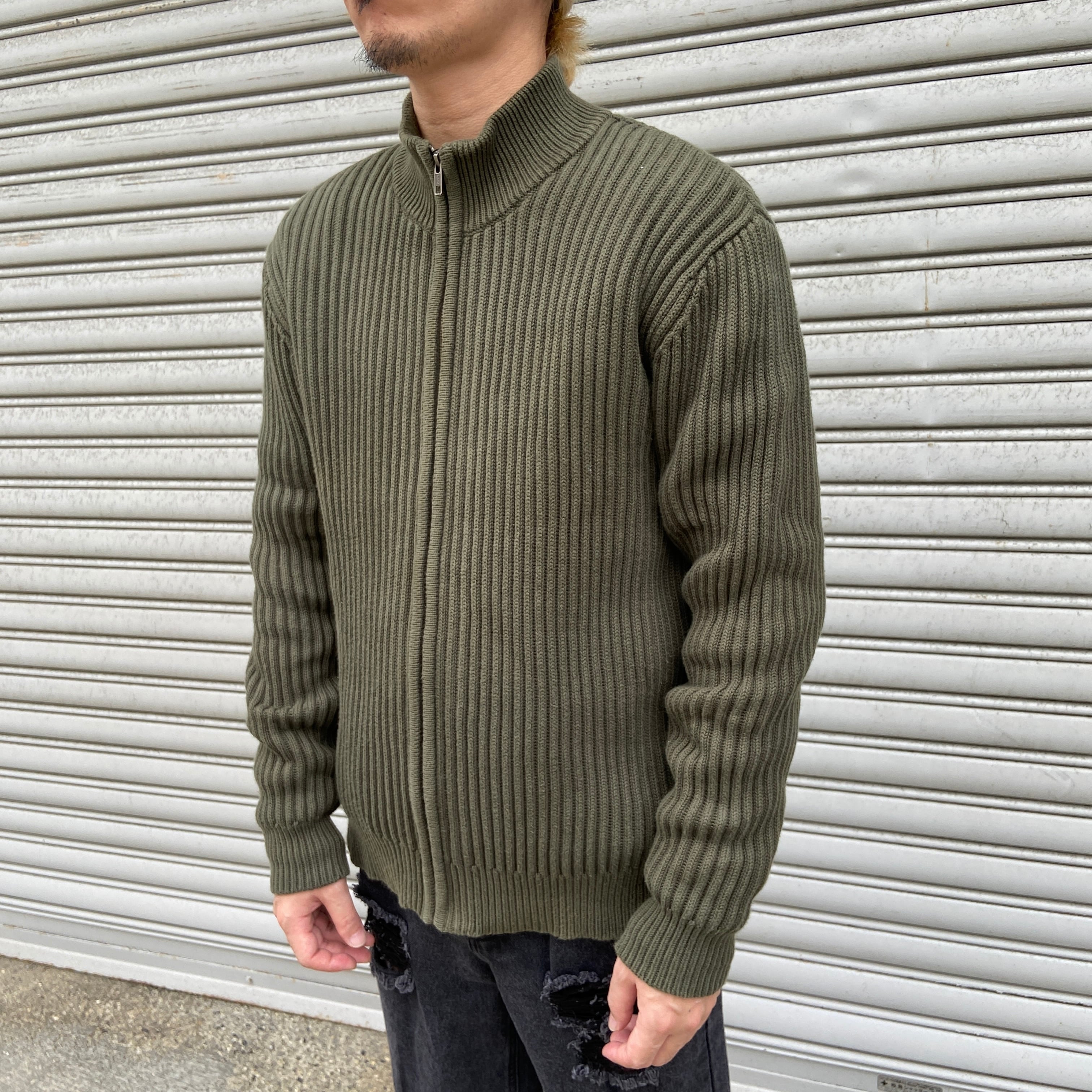 90s L.L.Bean ドライバーズニット コットンニット カーキ M | 古着屋 Uan