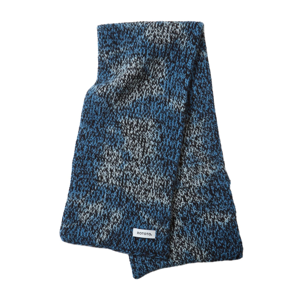 ROTOTO ロトト AIZOME INDIGO HANMO WOOL CHUNKY SHORT SCARF 藍染 × ウール チャンキーショートスカーフ R5202-262 INDIGO/BLACK MARL