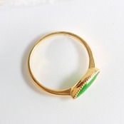 光にかざすと神秘的！ 深緑マーキス翡翠 K10YGリング A貨翡翠 jd_rg1455