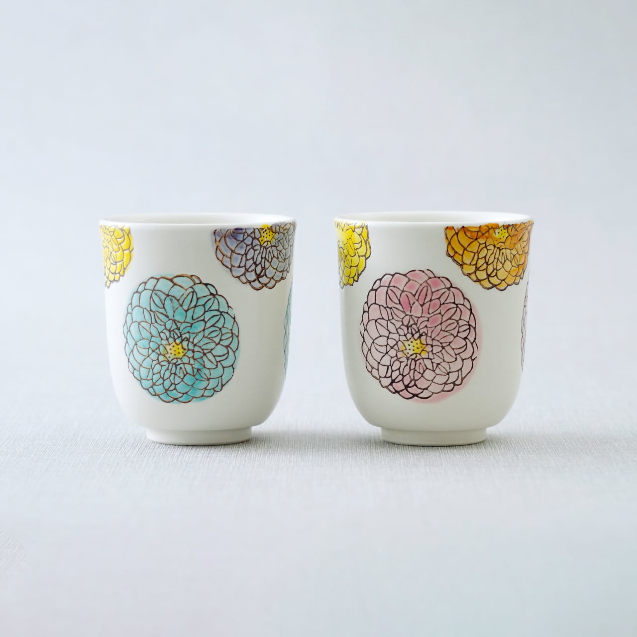 花花 コップ（ブルー・ピンク） | 菊祥陶器／工房祥sho～ Kikusho