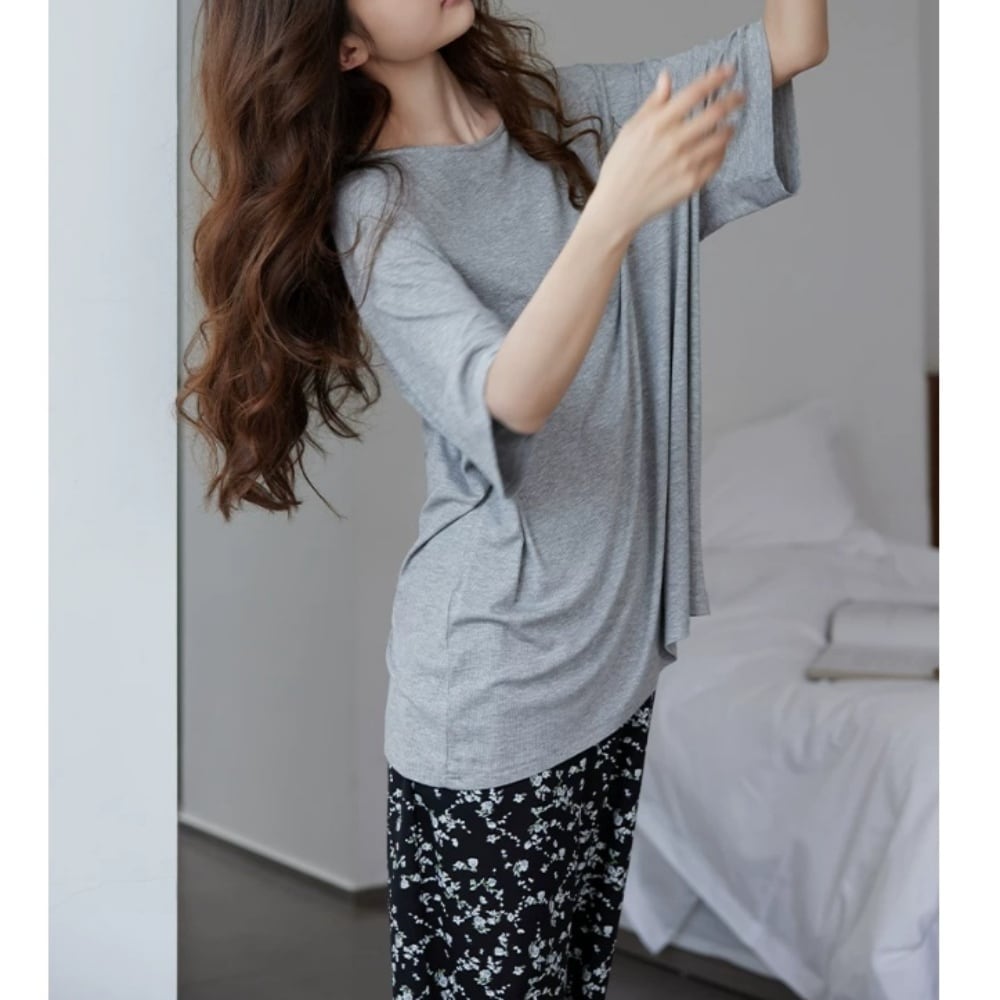 【M-XL】monotone flower pattern pajamas p1705