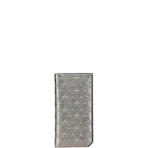 ジミーチュウ スター スタッズ 二つ折り財布 グレー レザー レディース JIMMY CHOO 【中古】