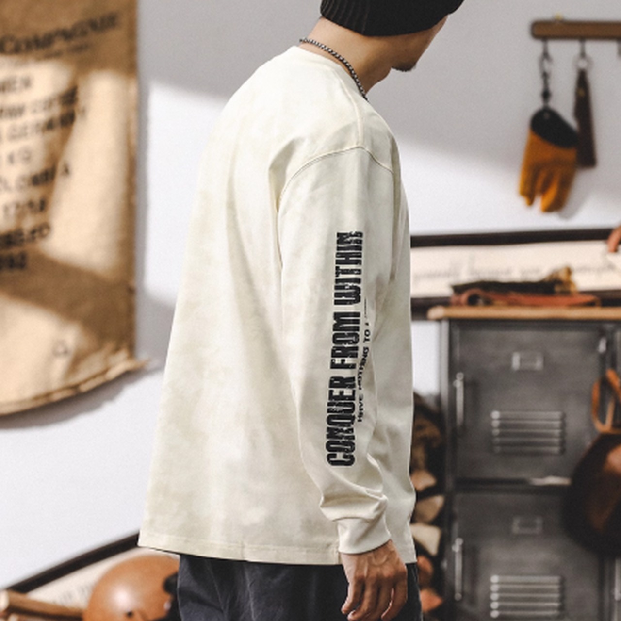 スリーブプリント クルーネック ロンT 10198