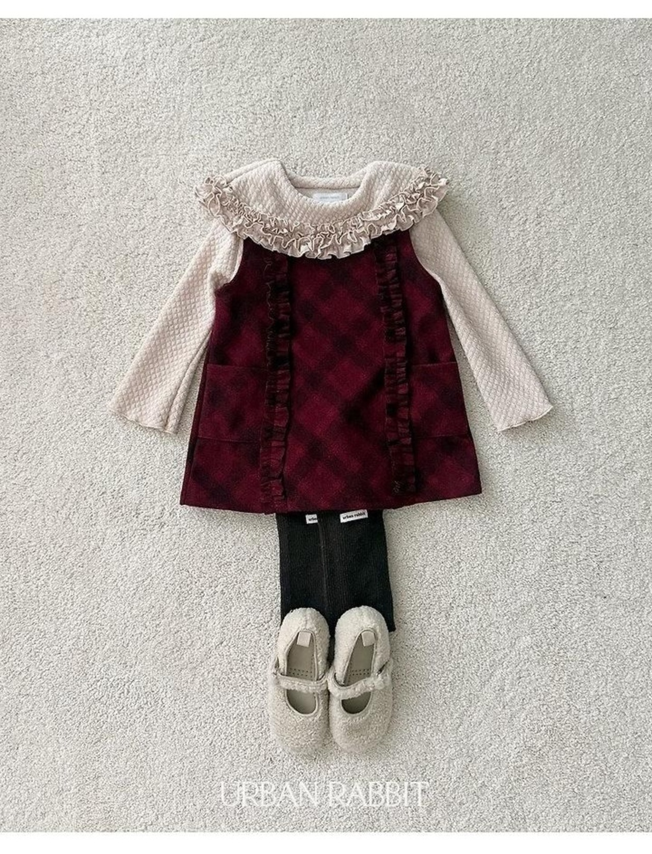 アーバンラビット / URBAN RABBIT / チェックフリルワンピース / 韓国子供服 / キッズ / 26winter〖取寄〗*XS~XL*
