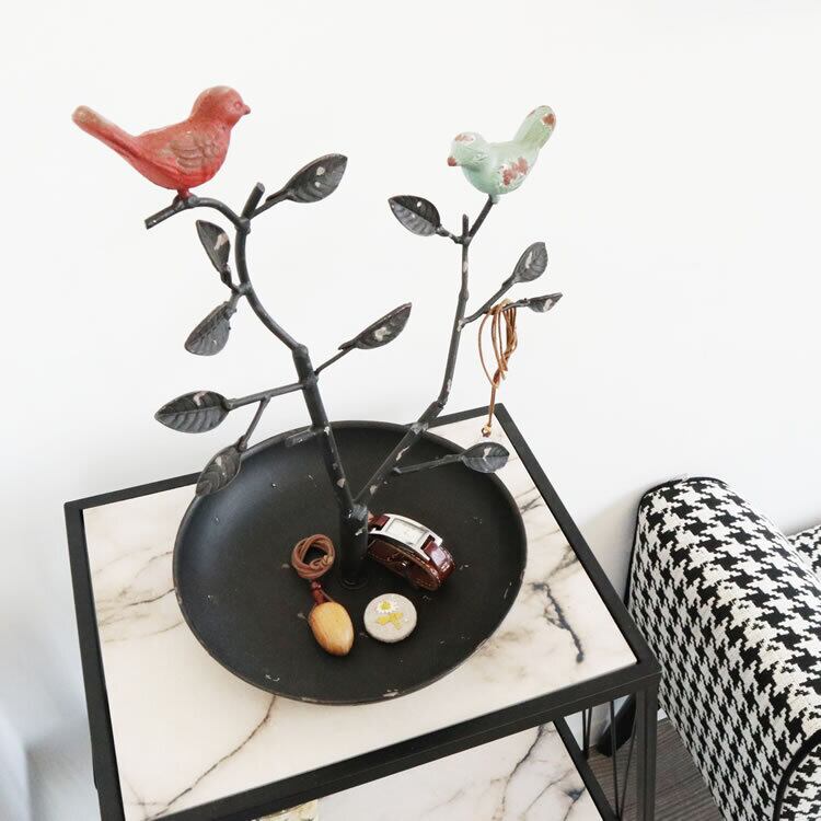 アンティークバードツリートレイ｜彩り小鳥のアクセサリースタンド