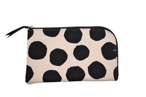 [JERI MARL] 制菌 抗菌 防臭 マスクケース ポーチ ドット柄 (ブラック) 携帯用 工房 手作り 日本製 エコパッケージ MX-0009-136