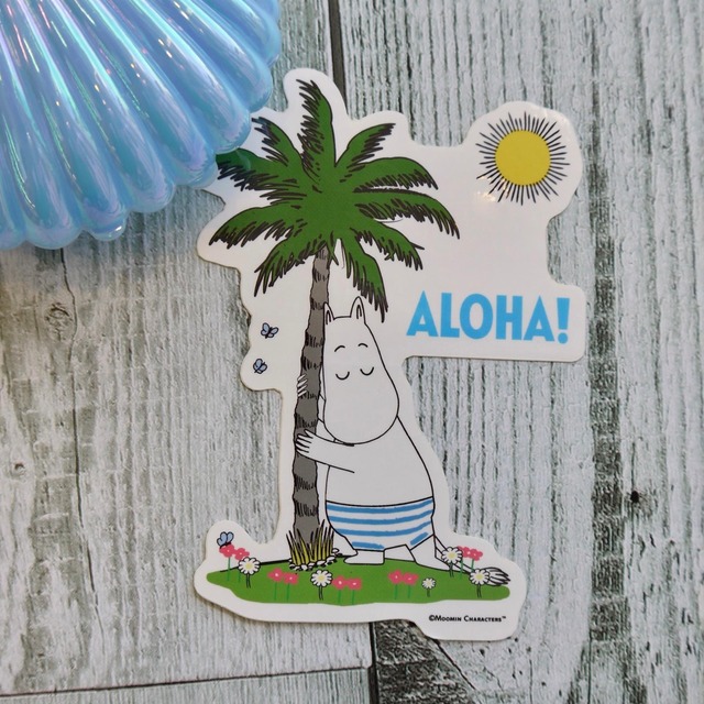 ★ハワイ直輸入★ハワイ限定 ムーミンステッカー／ハワイ ムーミン／HAWAII／MOOMIN＜ブルー ALOHA!＞