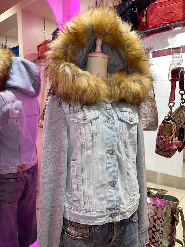 VINTAGE  AREACRO DENIM HOODIE JACKET      Y2K