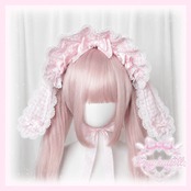 ♡【全4色】MAID ギンガムチェック&ドット柄リボン 変幻自在うさみみフリルボンネット red ♡