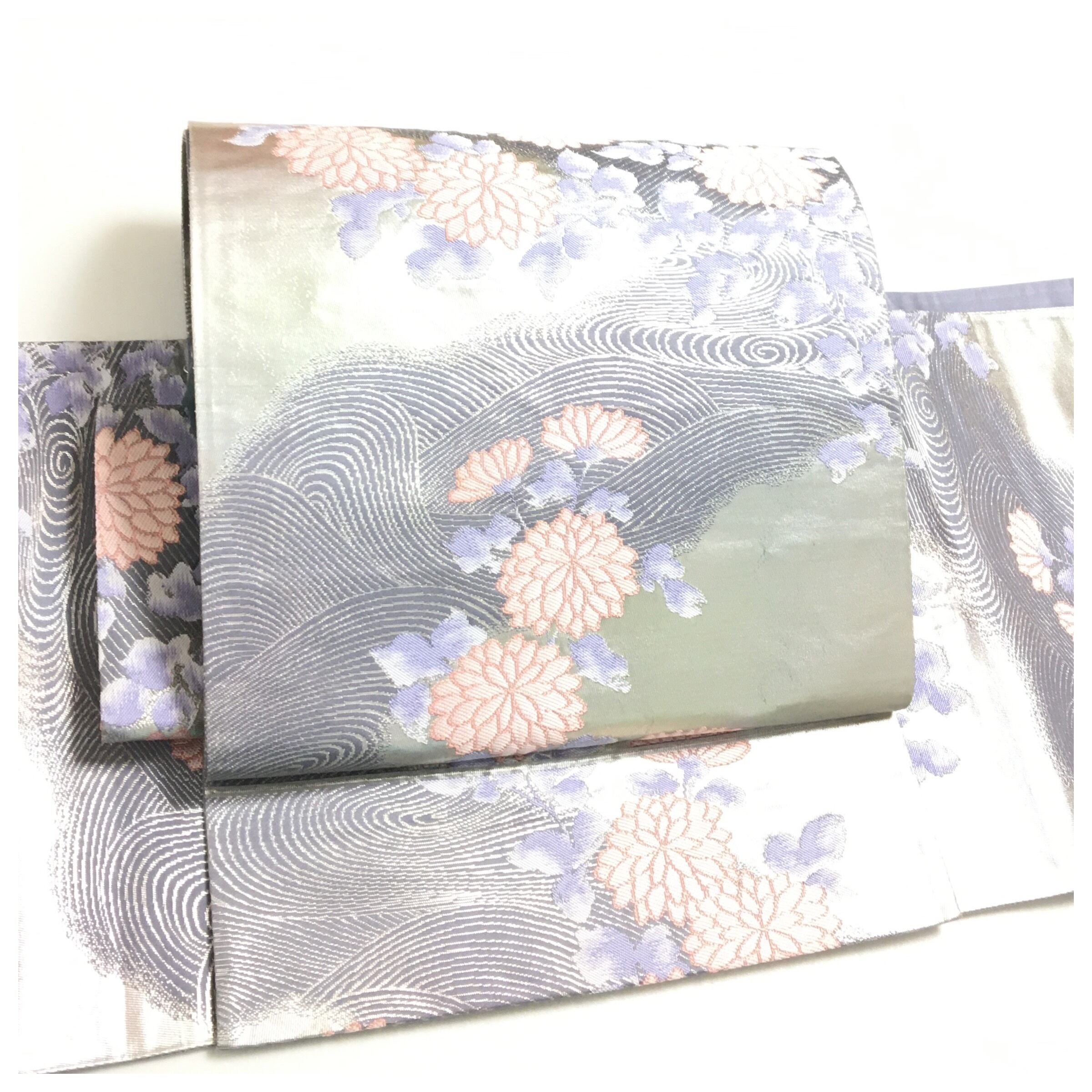 正絹 夏物　半幅帯 時代を超えた和の情景　黒 華文 紺 源氏香  夏の装い 正絹 夏物 半幅帯 時代を超えた和の情景 黒 華文 紺 源氏香 夏の装い
