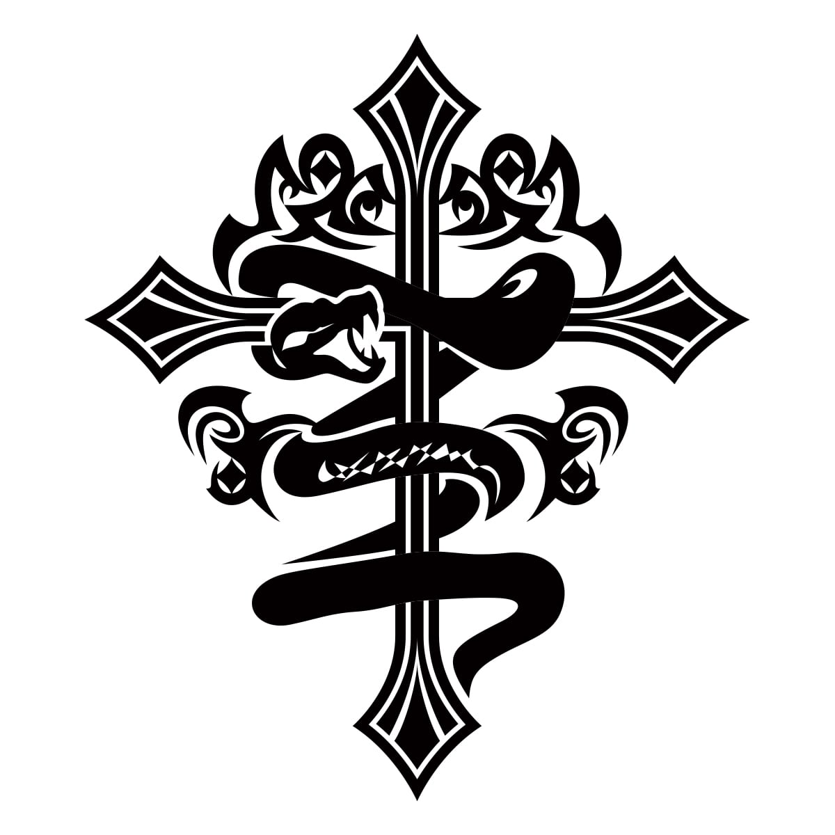 トライバル柄 十字架×ヘビver Tシャツ cl09 爬虫類トライバル タトゥー