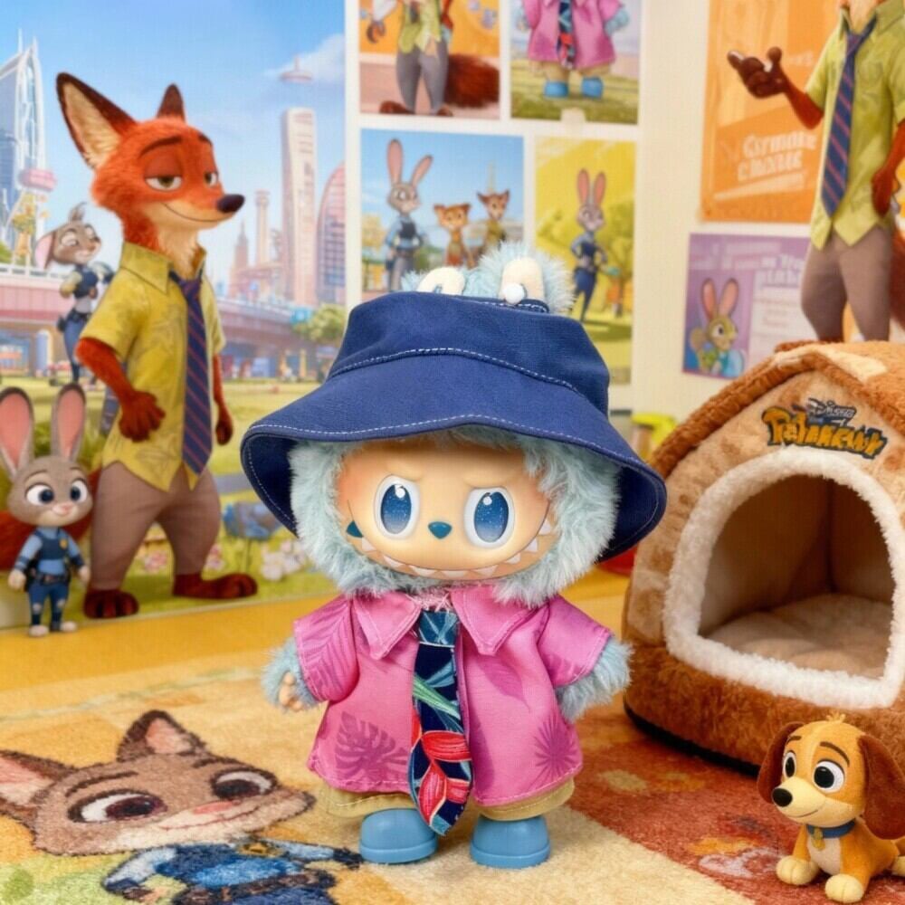 かっこいいに可愛さ!ラブブ labubu きつね衣装フルセット 15cm&17cm かわいい かっこいい きつねコスチューム