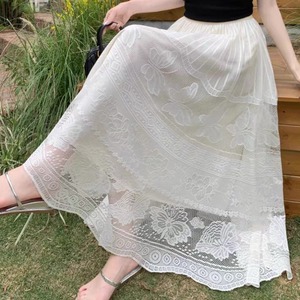 【送料無料】 ロングスカート フレア Aライン ハイウエスト 伸縮性 ウエストゴム 薄手 レース かわいい 大人可愛い きれいめ シンプル カジュアル 大人 上品 おしゃれ お洒落 こなれ感 コンサバ系 ラフ 抜け感 レディライク ガーリー フェミニン 夏 20代 30代 40代 レディース 女性用 ママ服 デート お出かけ お呼ばれ 休日 アウトドア お茶会 女子会 授業参観 誕生日会 着回し 普段使い ファッション コーデ スタイル 楽ちん 体型カバー 美脚 脚長 定番 着痩せ 垢抜け ホワイト