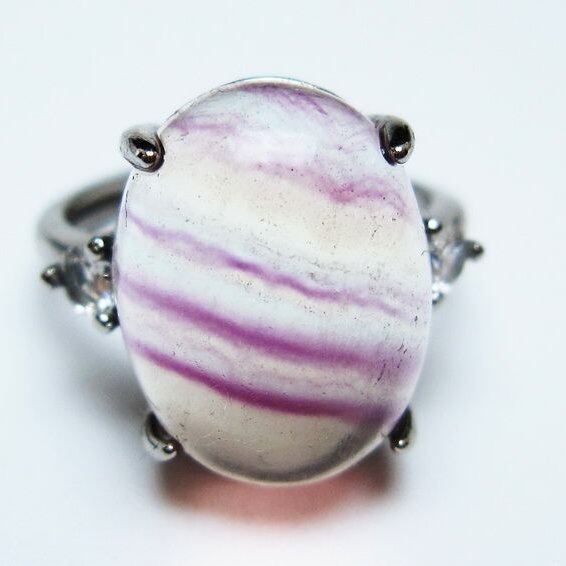 フローライト リング 蛍石 指輪 フリーサイズ 17号 一点物 メール便可 [M便 1/20] 115-7085