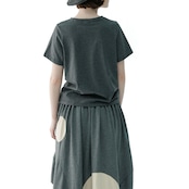 フラワーアップリケTシャツ i0036