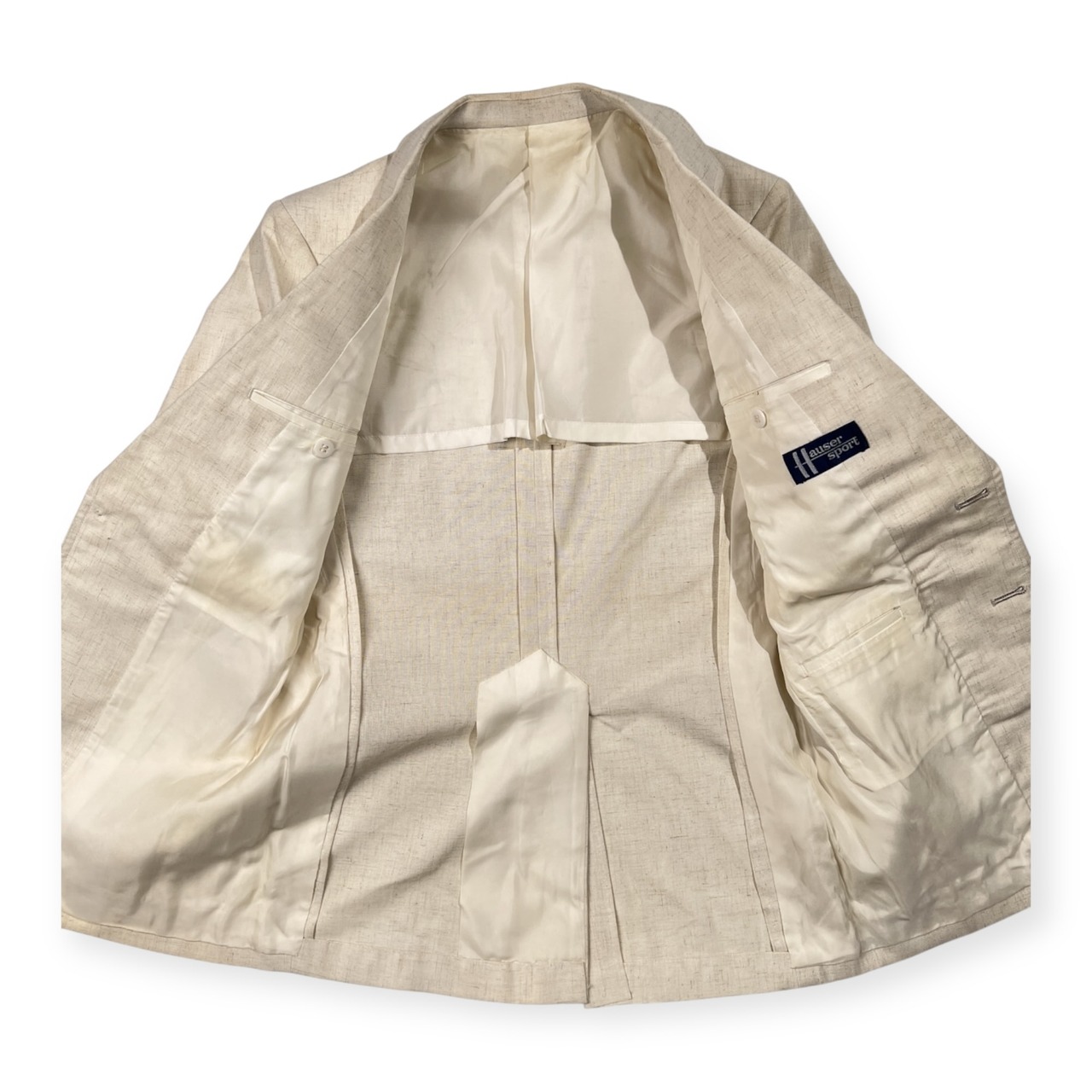 70s 80s VAN JAC Hauser sport ヴァンヂャケット ハウザースポーツ リネン混 サマー テーラードジャケット 165-84-73/ホワイト/ビンテージ